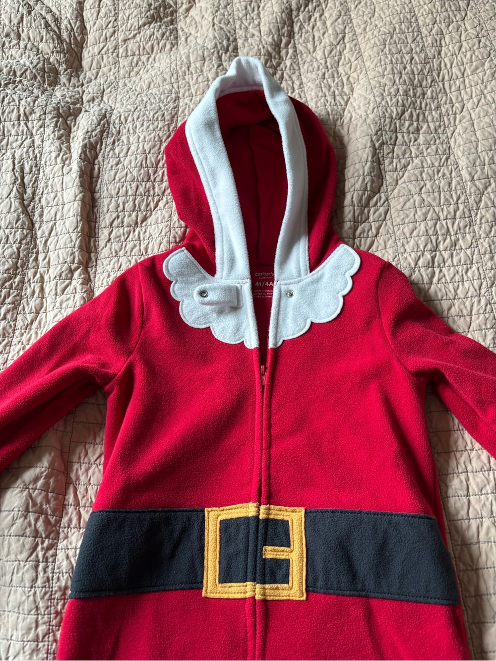 Carter's Red Santa Hooded Onesie with Printed Belt - Picture 4 of 5